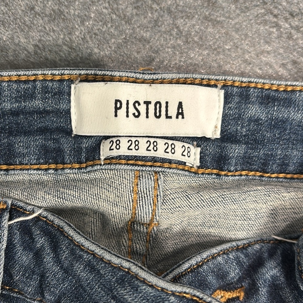 Distressed pistola cropped Blue Jeans - Picture 2 of 5